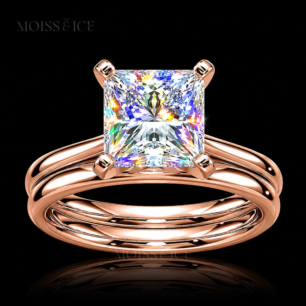 Moissanite Engagement Ring - Rose Gold Princess cut solitaire - Rajkumari - Moiss and Ice Canada