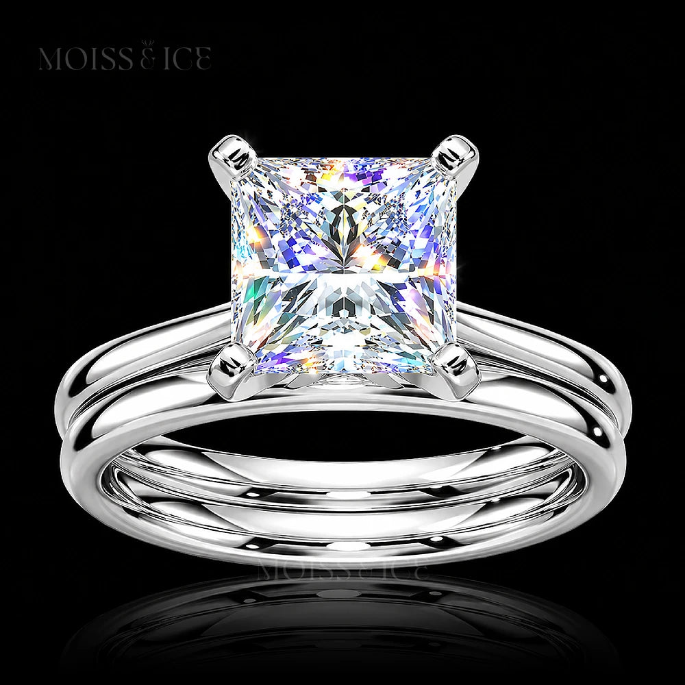 Moissanite Engagement Ring - White Gold Princess cut solitaire - Rajkumari - Moiss and Ice Canada