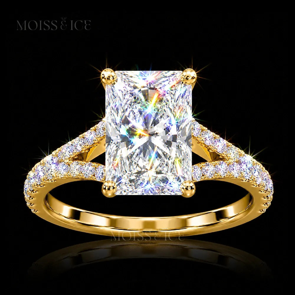 The Veera - Radiant cut Lab-Grown Diamond ring in gold, with a split shank pave band from Moiss and Ice Canada