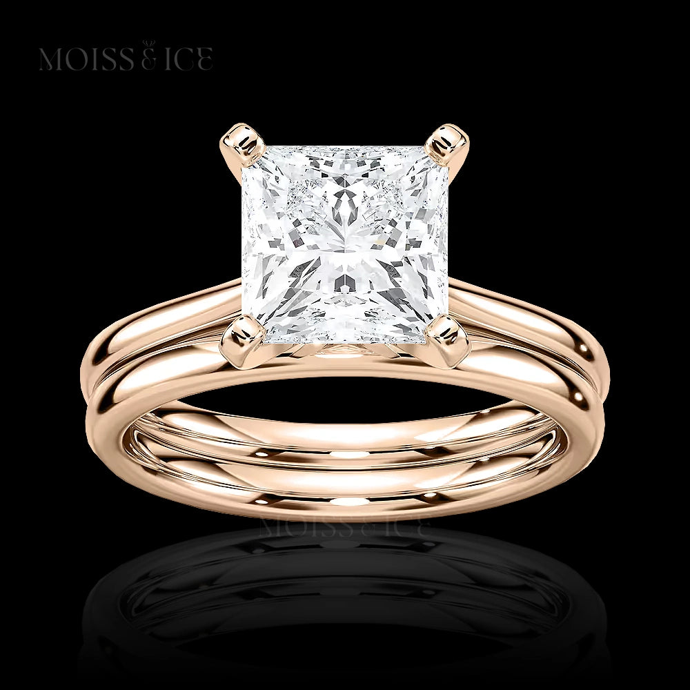 Video of the Moissanite Engagement Ring - Rose Gold Princess cut solitaire - Rajkumari