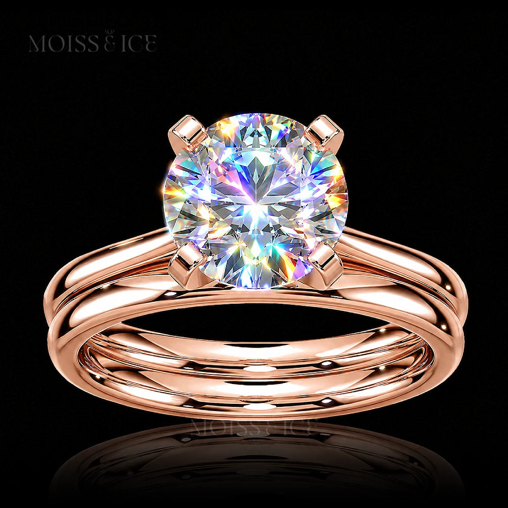 rose gold Round Brilliant Moissanite Solitaire Engagement Ring Set - THE JYOTI by Moiss and Ice Canada