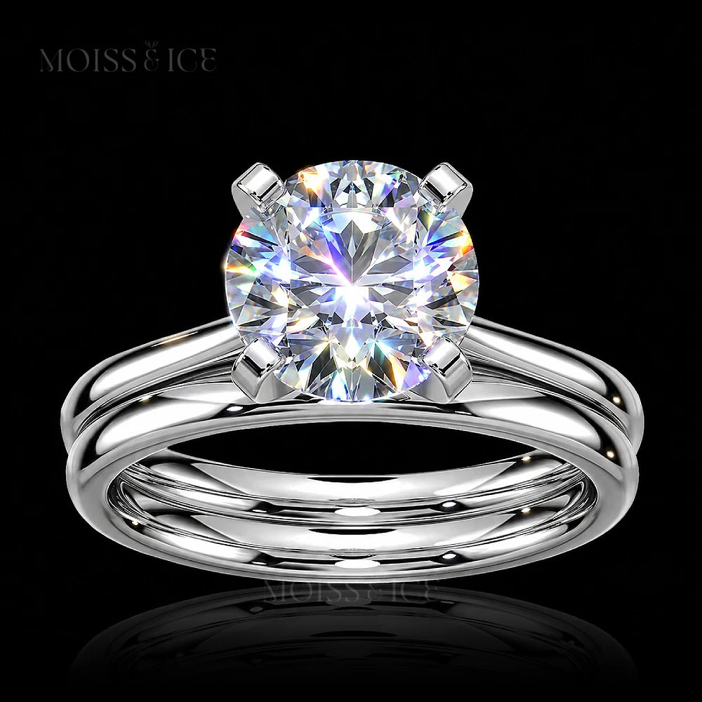 white gold Round Brilliant Moissanite Solitaire Engagement Ring Set - THE JYOTI by Moiss and Ice Canada