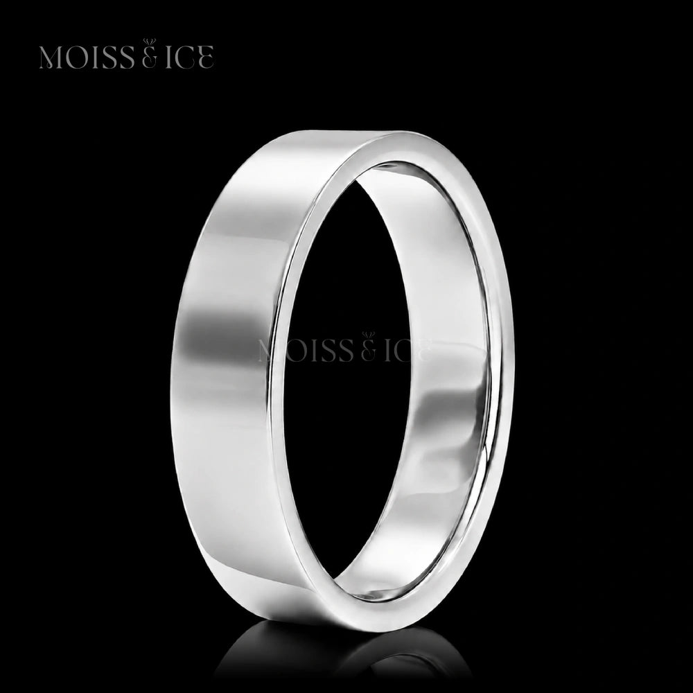 Men's Wedding band Polished in White Gold with Comfort Fit Side View | The Vivaan by Moiss & Canada