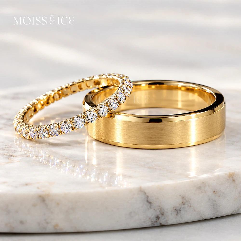 moissanite wedding bands for men and women