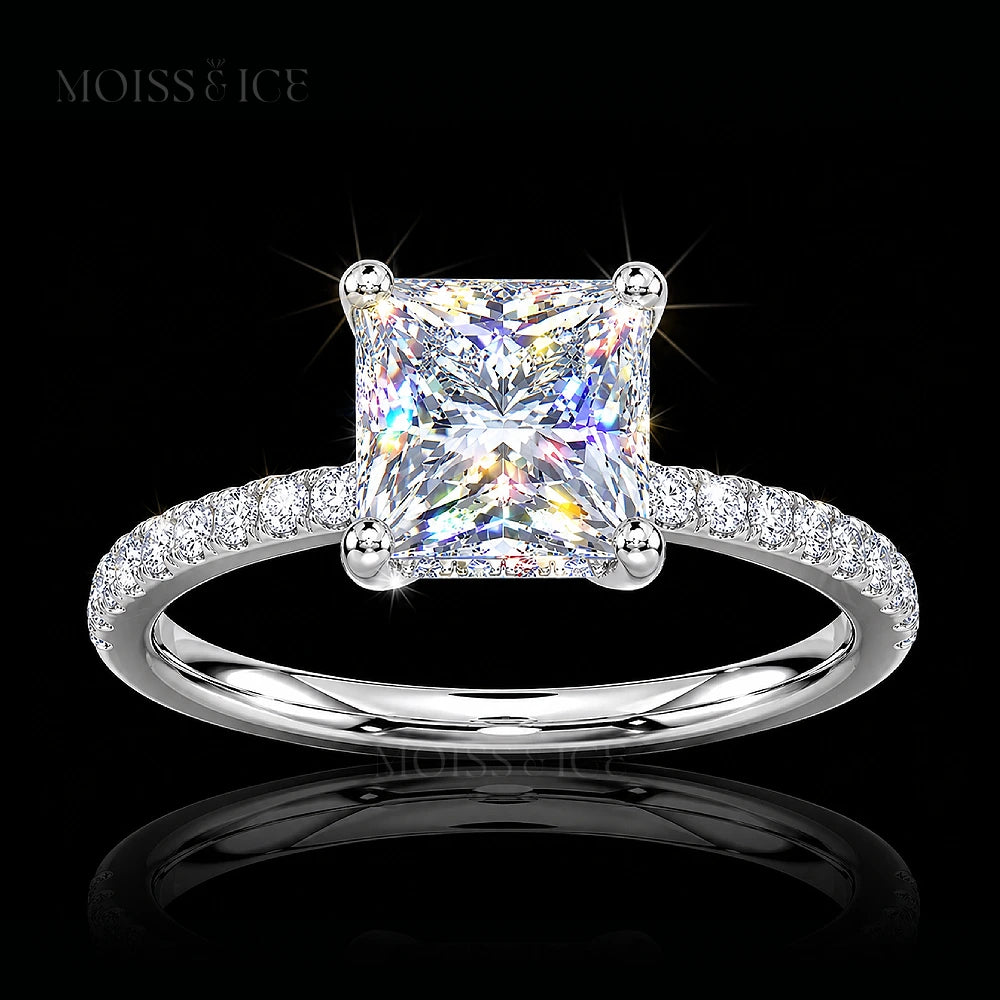 White Gold Princess Cut Pavé Lab-Grown Diamond Engagement Ring with hidden halo called the INDIRA by Moiss and Ice Canada